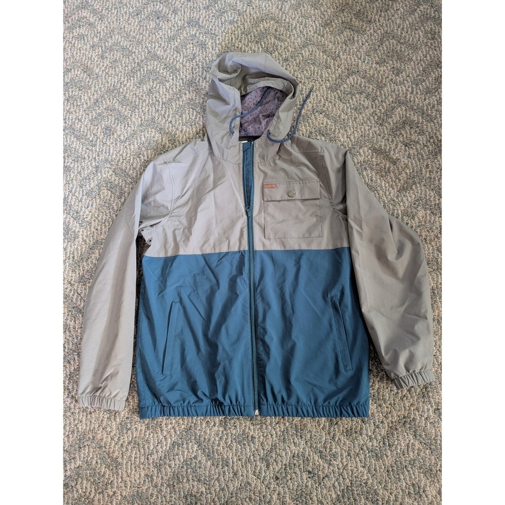 Voyager Pursuit of Adventure Mens Gray Blue Colorblock Ripstop Windbreaker M